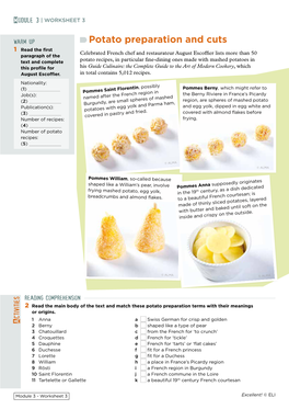 Potato Preparation and Cuts