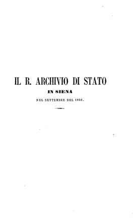 Il-R. Archivio Di Stato