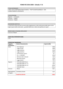 FONDI FSC 2014-2020 – Scheda N° 15