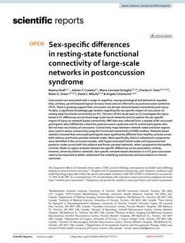 Sex-Specific Differences in Resting-State Functional Connectivity