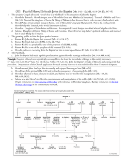 Fearful Herod Beheads John the Baptist (Mt