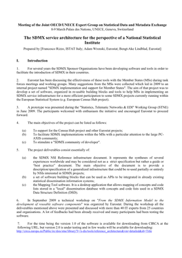 The SDMX Service Architecture for the Perspective of a National Statistical