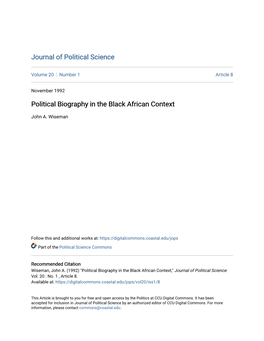 Political Biography in the Black African Context