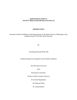 Epidemiological Studies on Non-O157 Shiga Toxin-Producing Escherichia Coli