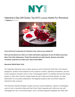 Top NYC Luxury Hotels for Romance by Redazione C 2019-02-01