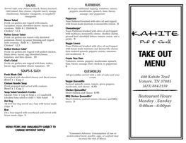 Take out Menu