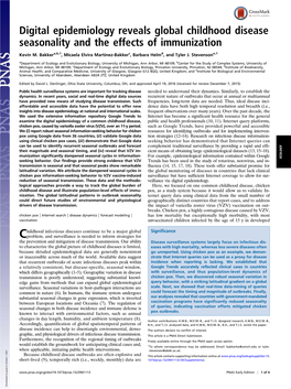 Digital Epidemiology Reveals Global Childhood Disease Seasonality and the Effects of Immunization