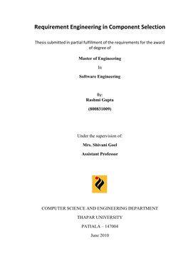 Requirement Engineering in Component Selection