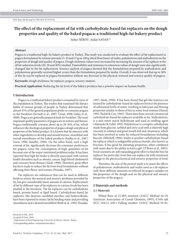 The Effect of the Replacement of Fat with Carbohydrate-Based