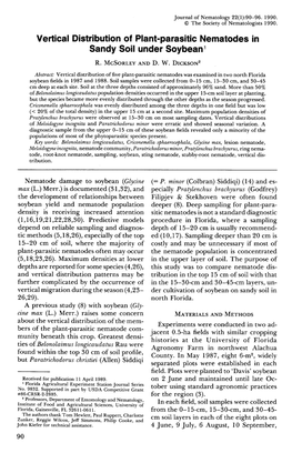 Vertical Distribution of Plant-Parasitic Nematodes in Sandy Soil Under Soybean 1