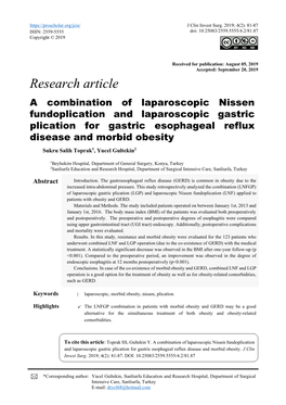 A Combination of Laparoscopic Nissen Fundoplication