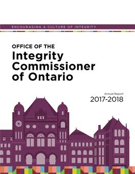 Annual Report 2017-2018 Legislative Assemblée Assembly Législative of Ontario De L’Ontario