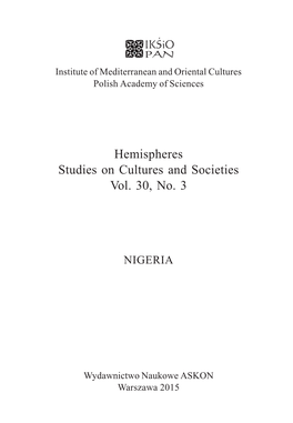 Hemispheres Studies on Cultures and Societies Vol. 30, No. 3