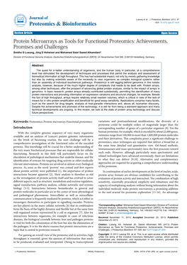 Protein Microarrays As Tools for Functional Proteomics