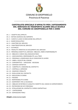 COMUNE DI GROPPARELLO Provincia Di Piacenza