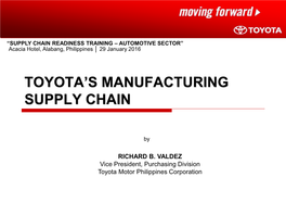 Toyota's Manufacturing Supply Chain