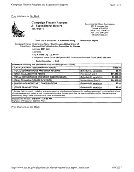 Campaign Finance Receipts & Expenditures Report