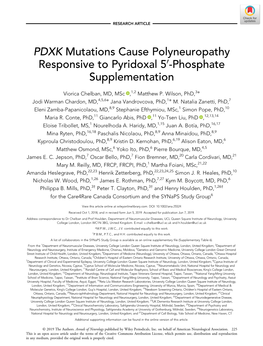 PDXK Mutations Cause Polyneuropathy Responsive to Pyridoxal 50-Phosphate Supplementation