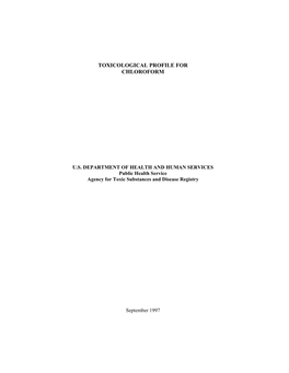 Toxicological Profile for Chloroform