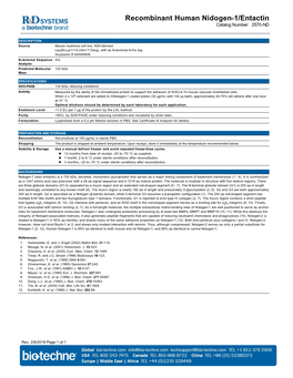 Recombinant Human Nidogen-1/Entactin Catalog Number: 2570-ND