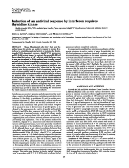 Induction of an Antiviral Response by Interferon Requires Thymidine