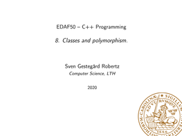 EDAF50 – C++ Programming