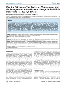 The Demise of Homo Erectus and the Emergence of a New Hominin Lineage in the Middle Pleistocene (Ca