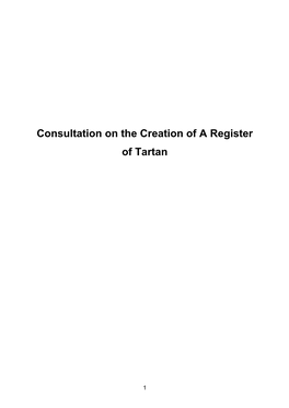 Consultation on the Creation of a Register of Tartan