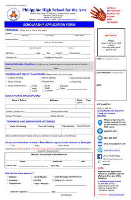 PHSA Scholarship Application Form