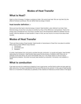 Modes of Heat Transfer What Is Conduction