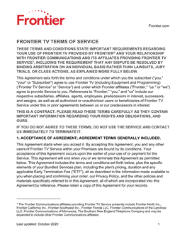 Frontier TV Terms of Service