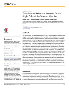 Total Internal Reflection Accounts for the Bright Color of the Saharan Silver Ant