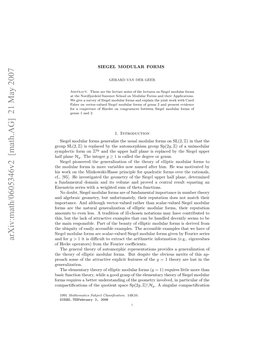 Arxiv:Math/0605346V2 [Math.AG] 21 May 2007 Ru SL(2 Group Fhceoeaos Rmtefuircoeﬃcients