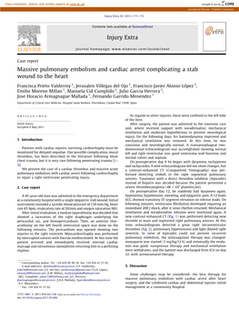 Massive Pulmonary Embolism and Cardiac Arrest Complicating a Stab