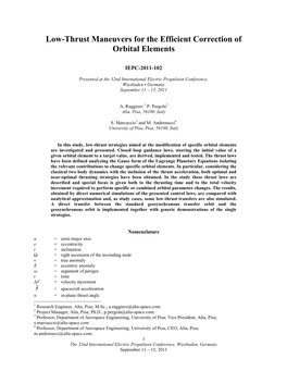 Low-Thrust Maneuvers for the Efficient Correction of Orbital Elements