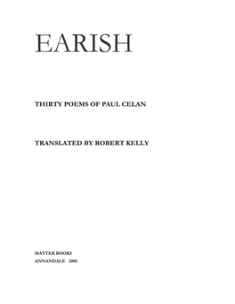 Thirty Poems of Paul Celan Translated