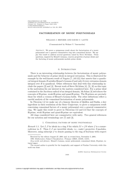 Factorization of Monic Polynomials