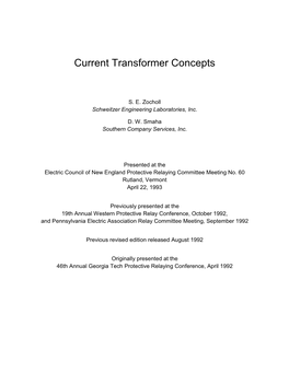 Current Transformer Concepts