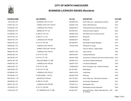 BUSINESS LICENCES ISSUED (Resident)