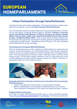 Citizen Participation Through Homeparliaments