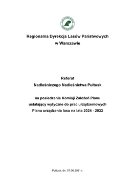 Regionalna Dyrekcja Lasów Państwowych W Warszawie Referat