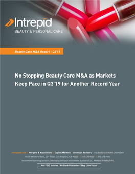 No Stopping Beauty Care M&A As Markets Keep Pace in Q3'19 For