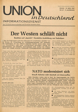 UID Jg. 11 1957 Nr. 47, Union in Deutschland