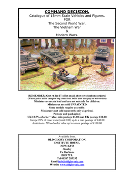 COMMAND DECISION. Catalogue of 15Mm Scale Vehicles and Figures