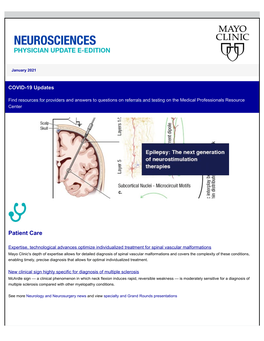 News and Highlights from Mayo Clinic Neurology and Neurosurgery