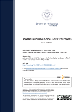 SCOTTISH ARCHAEOLOGICAL INTERNET REPORTS E-ISSN: 2056-7421