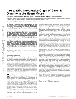 Interspecific Introgressive Origin of Genomic Diversity in the House