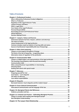 Table of Contents Chapter 1: Professional Conduct