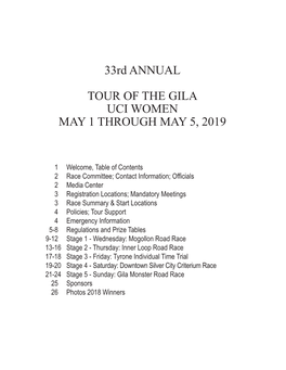 33Rd ANNUAL TOUR of the GILA UCI WOMEN MAY 1 THROUGH