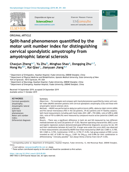 Split-Hand Phenomenon Quantified by the Motor Unit Number Index For